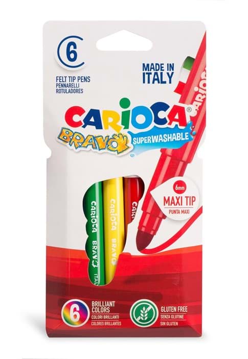 Carioca Bravo Süper Yıkanabilir Kalın Uçlu 6'lı Keçeli Kalem resmi
