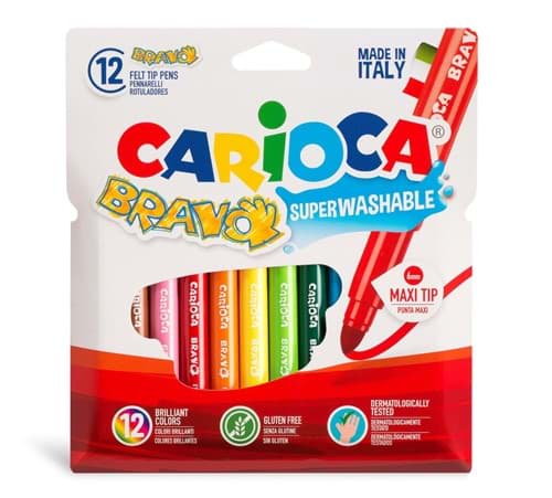 Carioca Bravo Süper Yıkanabilir Kalın Uçlu 12'li Keçeli Kalem resmi